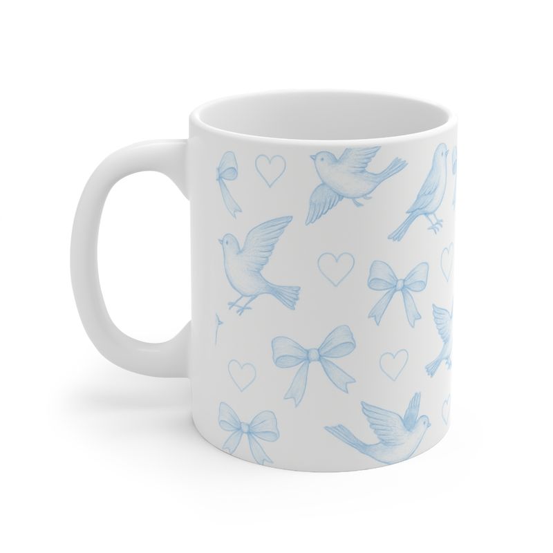 Ceramic Coffee Cup - blue birds 