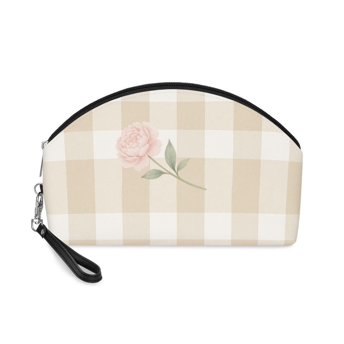 Travel Cosmetic Pouch - Peony and beige 