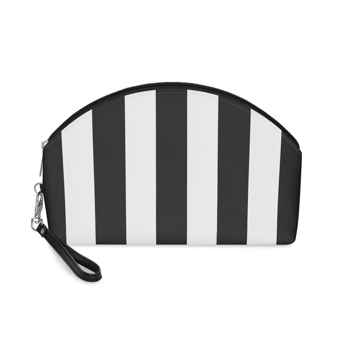 Travel Cosmetic Pouch - Black and White Stripes
