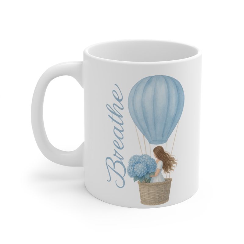 Ceramic Coffee Cup - Pretty Mug - Breathe