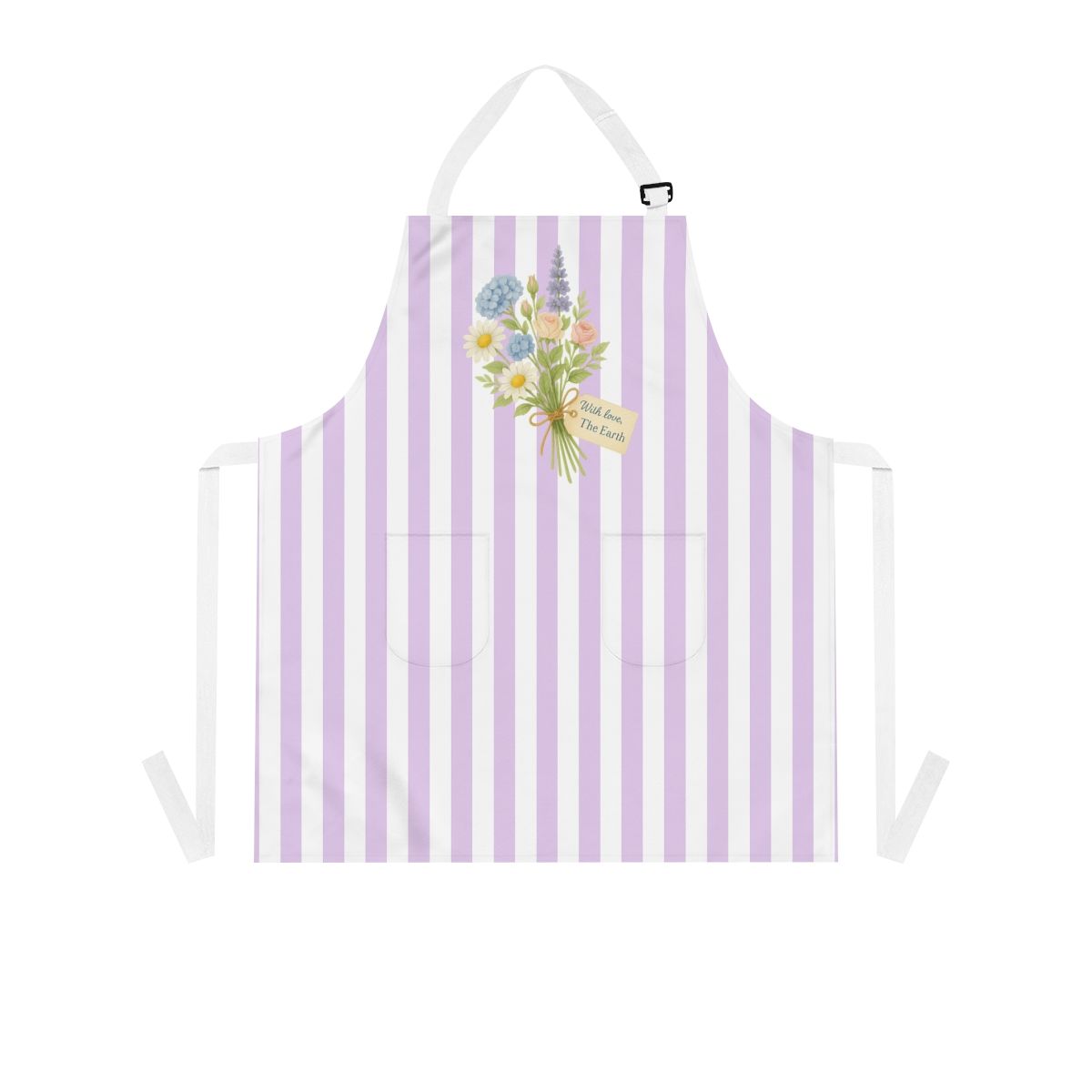 Flowers and Earth Apron , Sizes: One size, Strap colors: White
