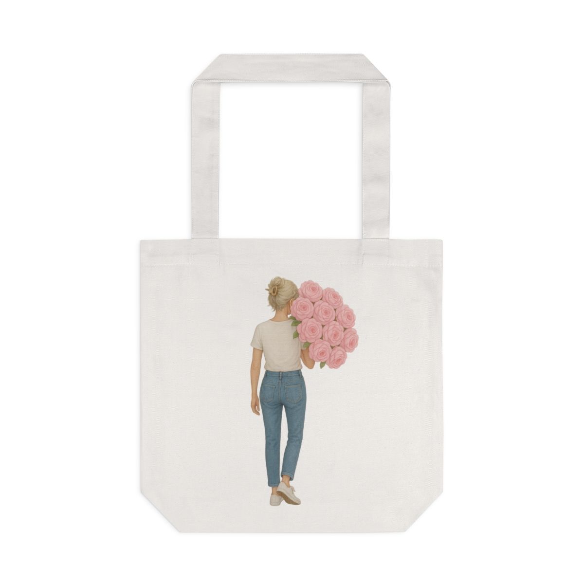 Pink Roses Tote, Size: One size, Colors: Cream
