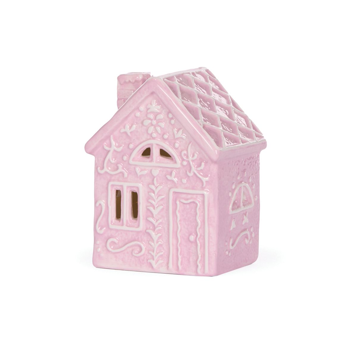 LED Pink Gingerbread Cabin