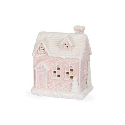 LED Pink Gingerbread Cottage