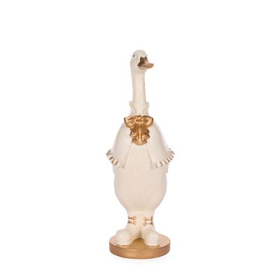 Ivory and Gold Regal Duck with Bow Tie