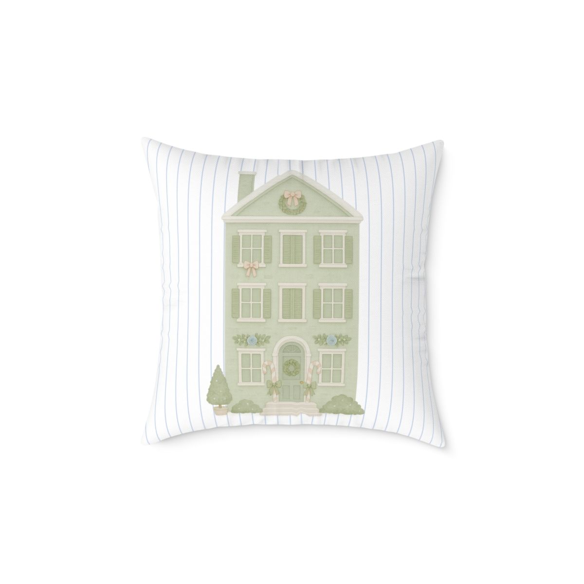 Green Townhouse Pillow, Sizes: 20&quot; × 20&quot;
