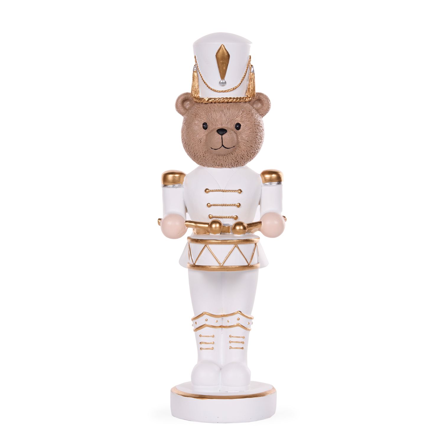 32cm White and Gold Drummer Bear