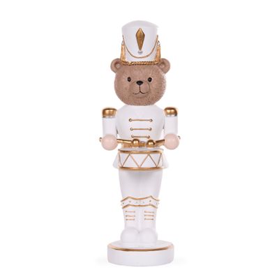 32cm White and Gold Drummer Bear