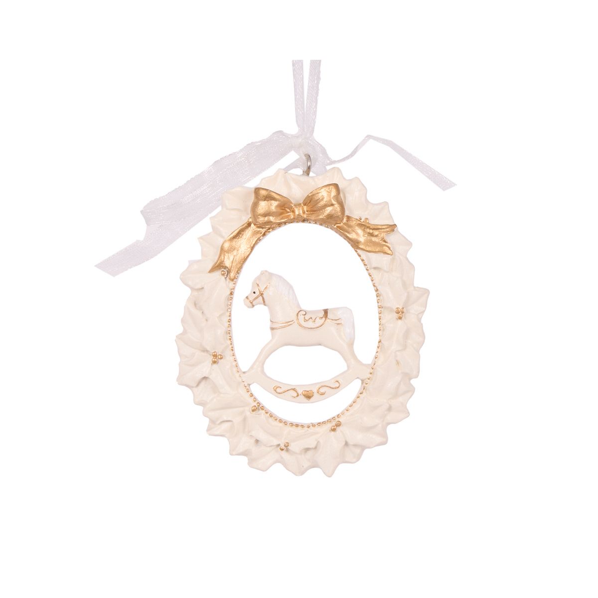 Ivory and Gold Rocking Horse Ornament