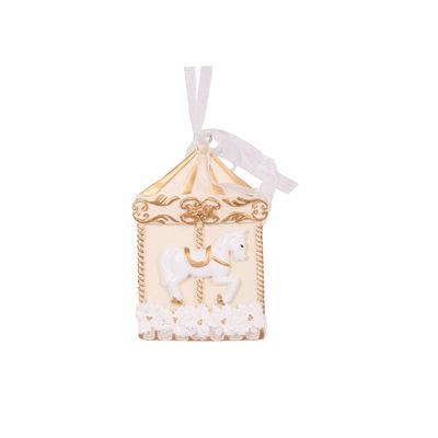 Ivory and Gold Carousel Ornament