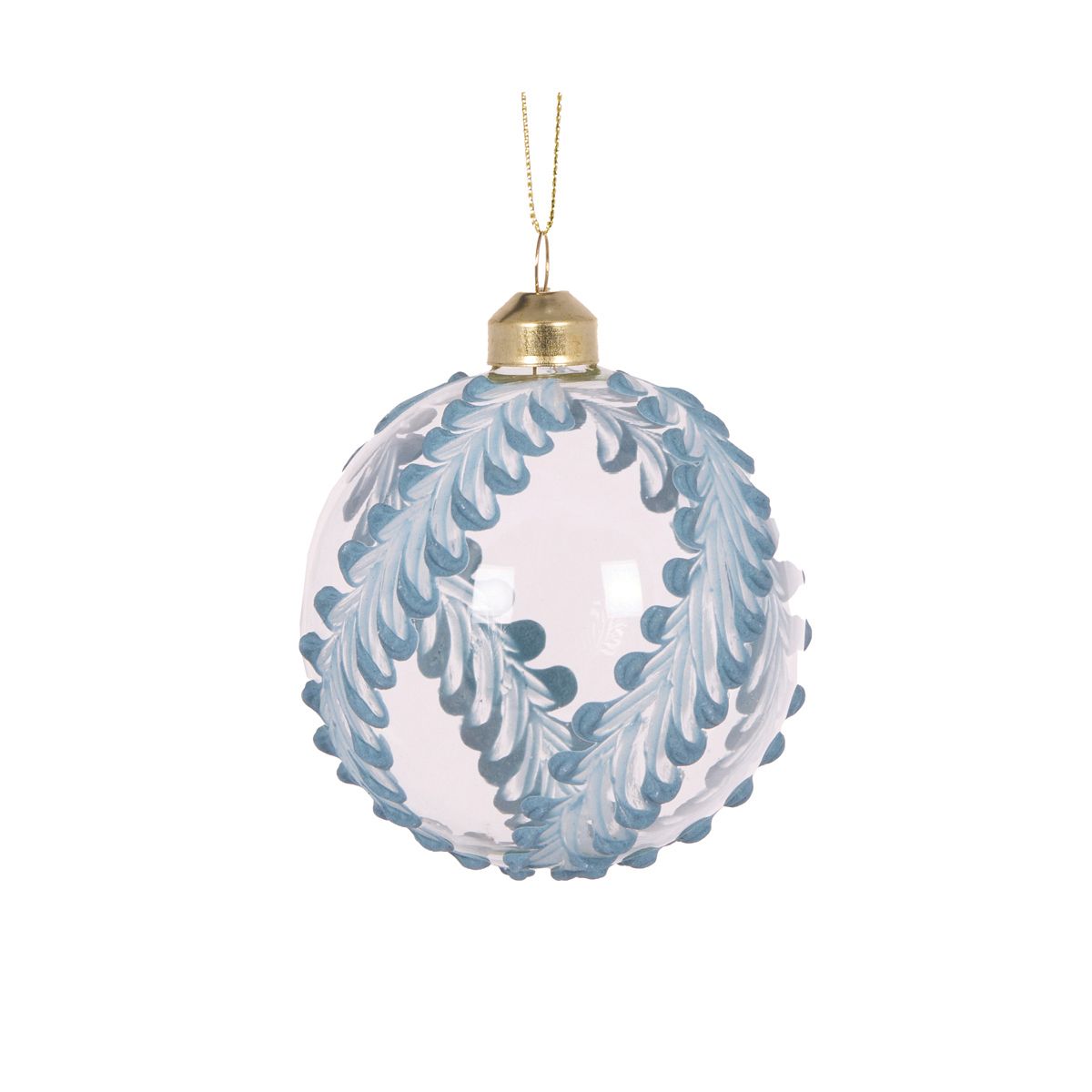 Intricate Piped Blue Fern Bauble