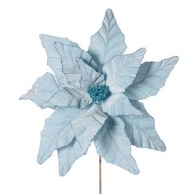 Luxe Light Blue Poinsettia floral pick