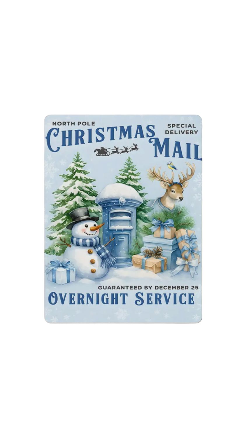 North Pole Mail Service- Christmas Sign Blue