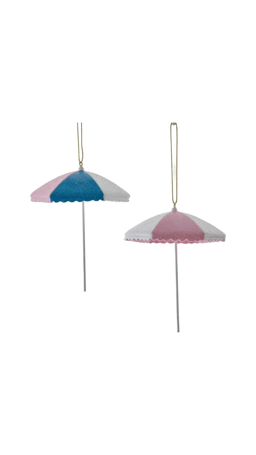 2pk assorted Seaside Umbrella Ornaments
