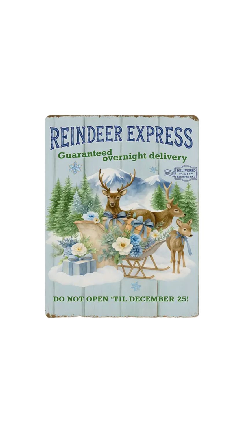 Reindeer Express- Christmas Sign Blue