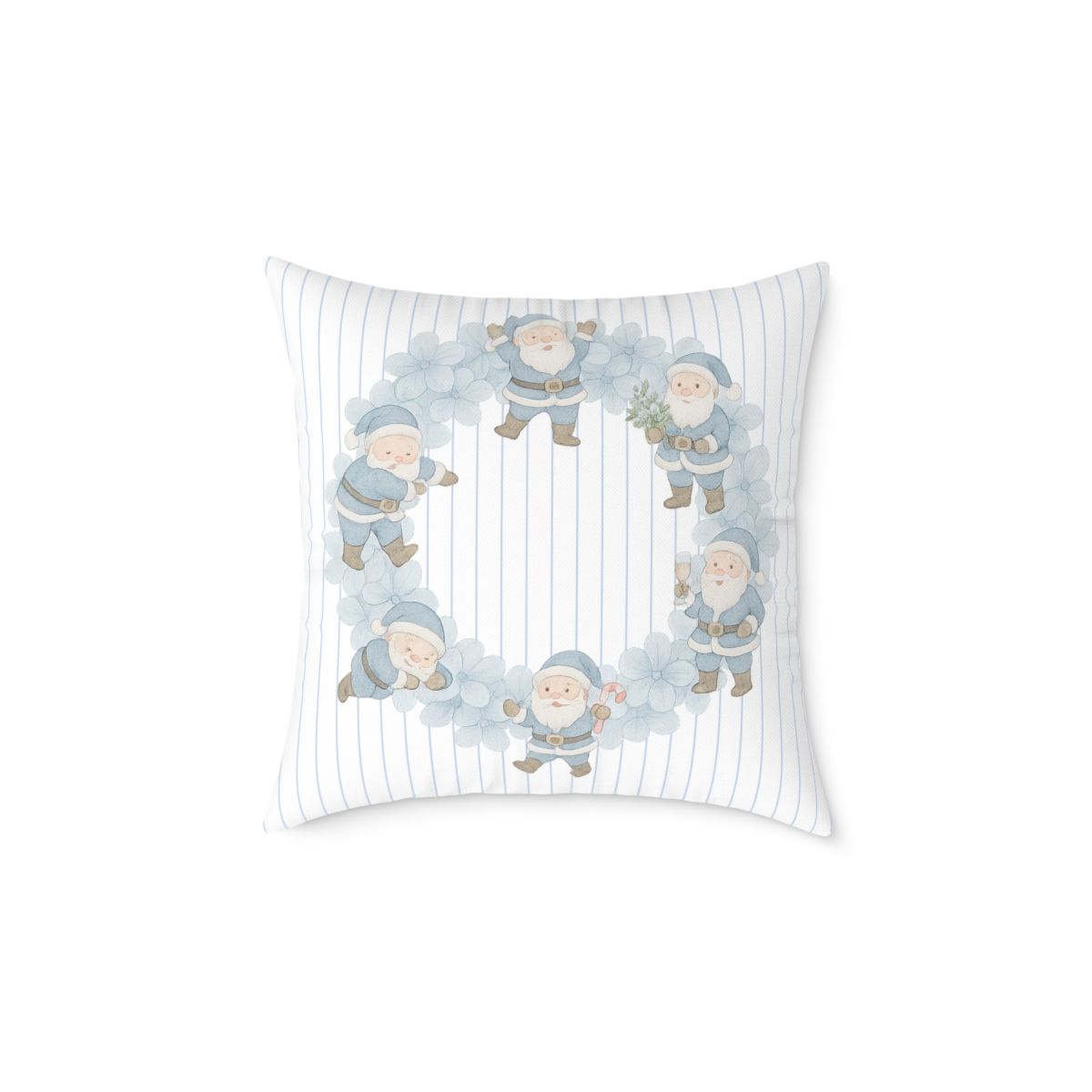 Six Santa’s  Pillow Blue 