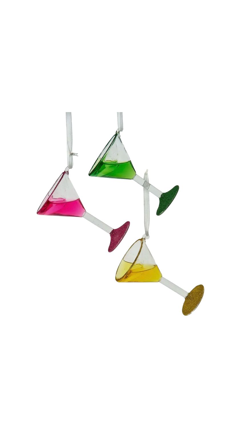 3 assorted Martini Glass hanging ornaments