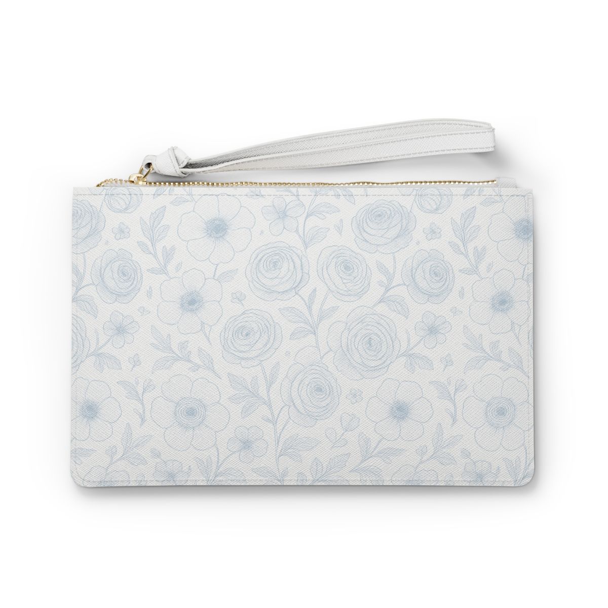 Open Rose Blue and White Chintz Clutch