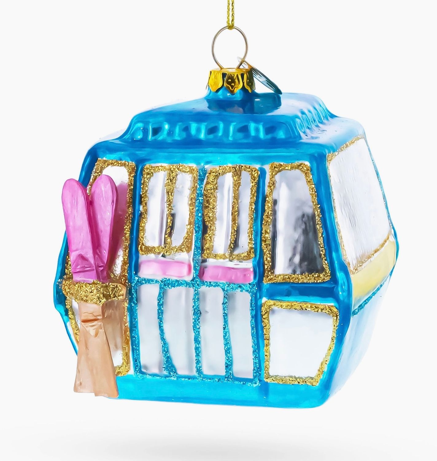 Ski Gondola Cable Car Glass Ornament