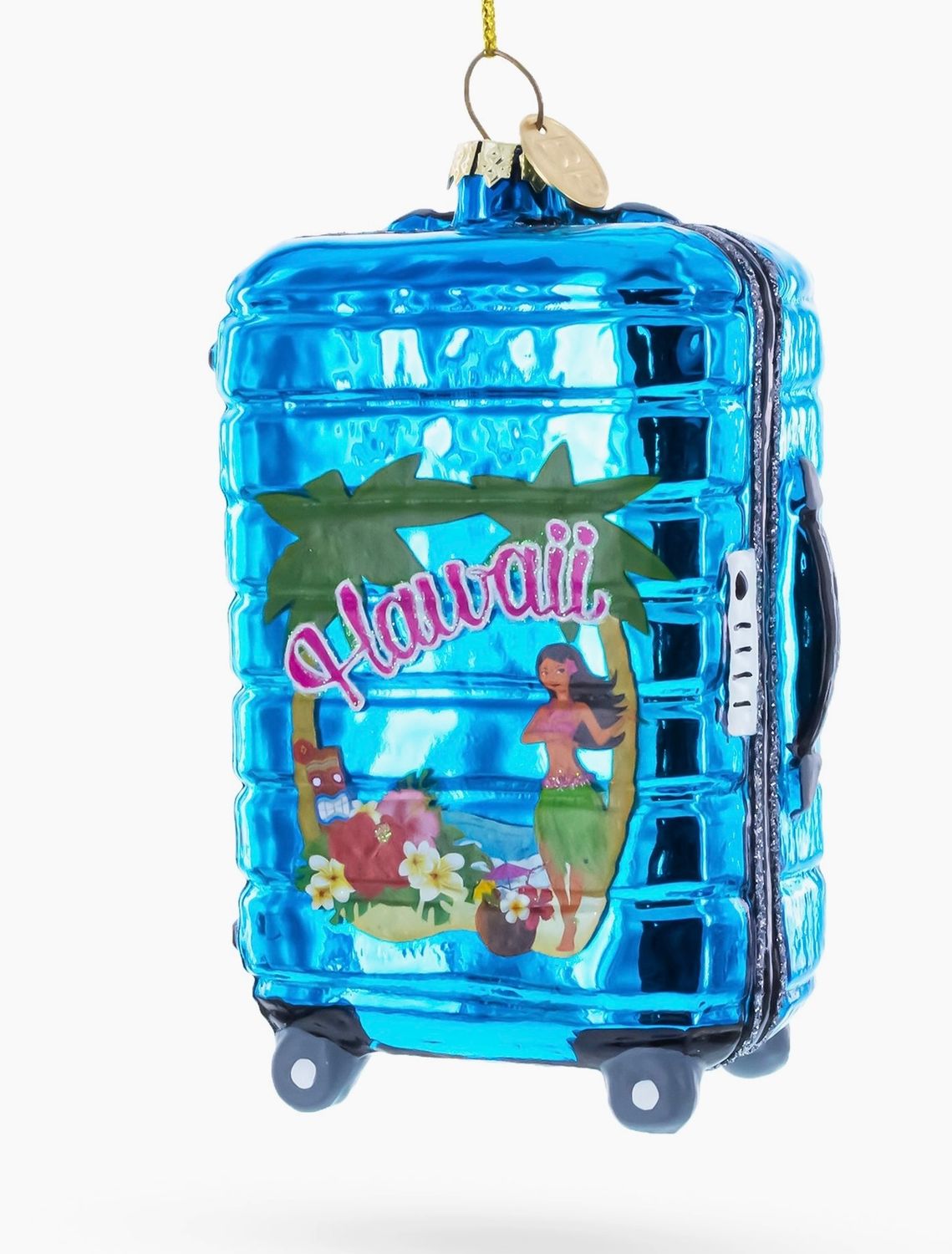 Hawaii Suitcase Glass Ornament