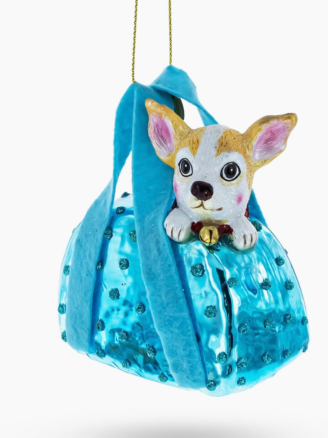Small Chihuahua in Bag Glass Ornament