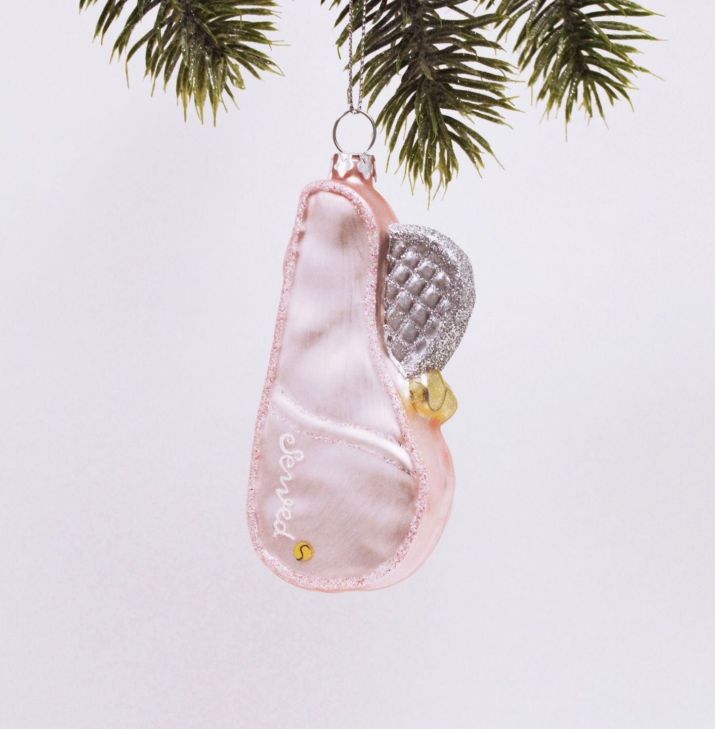 Tennis Bag Boxed Glass Ornament