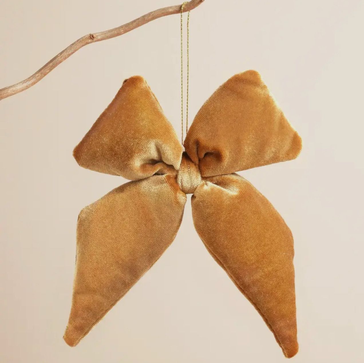 Velvet Caramel Bow Hanging Decoration