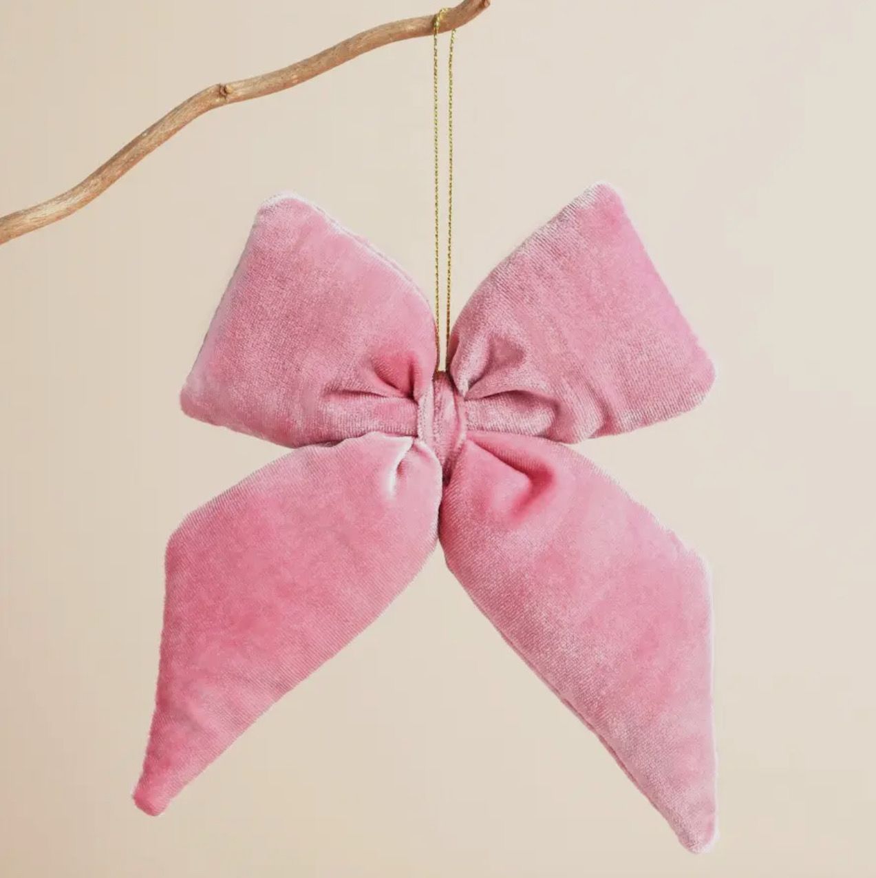 Velvet Pink Bow Hanging Decoration