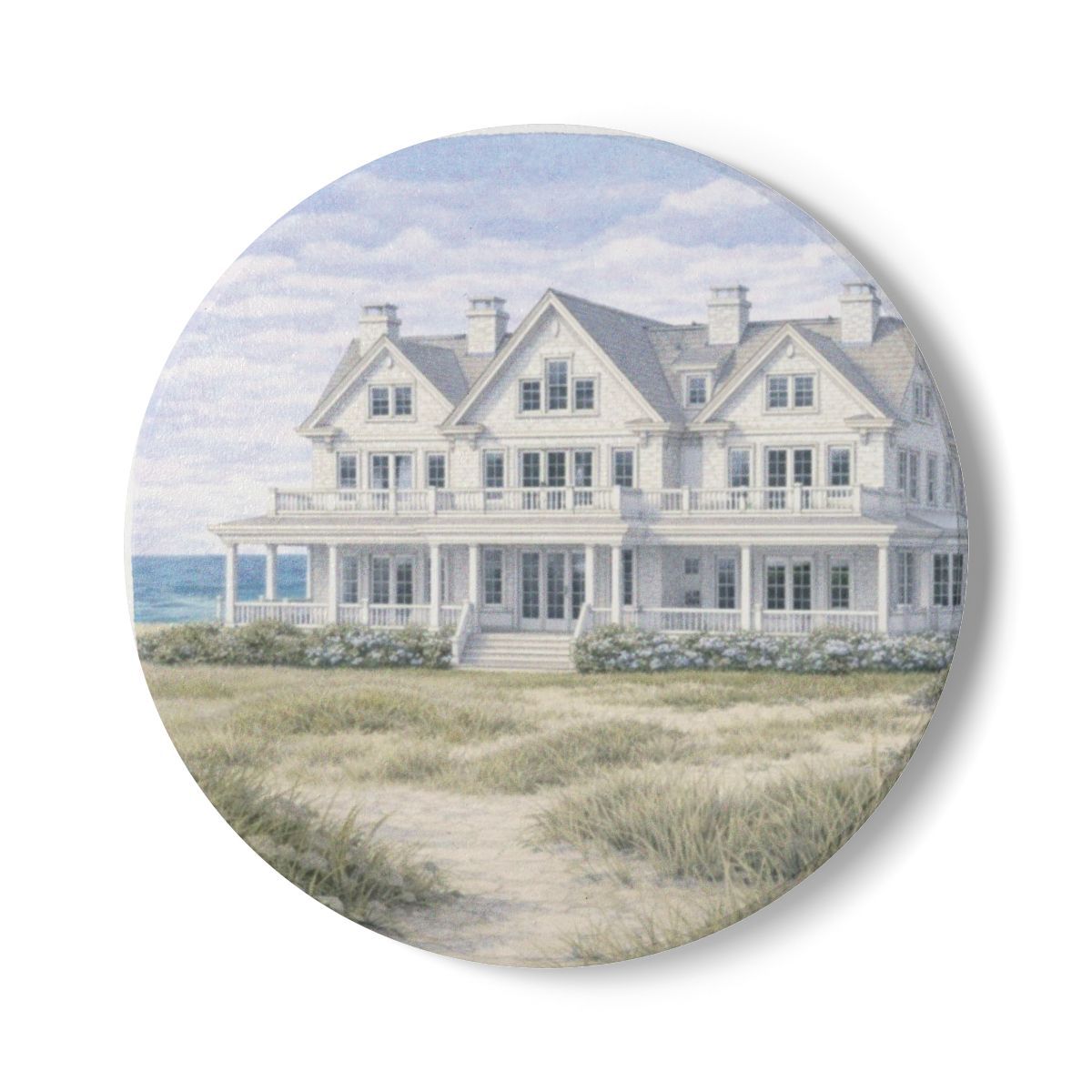 Hampton Beach Estate Ceramic Coaster , Shapes: Round, Size: One size
