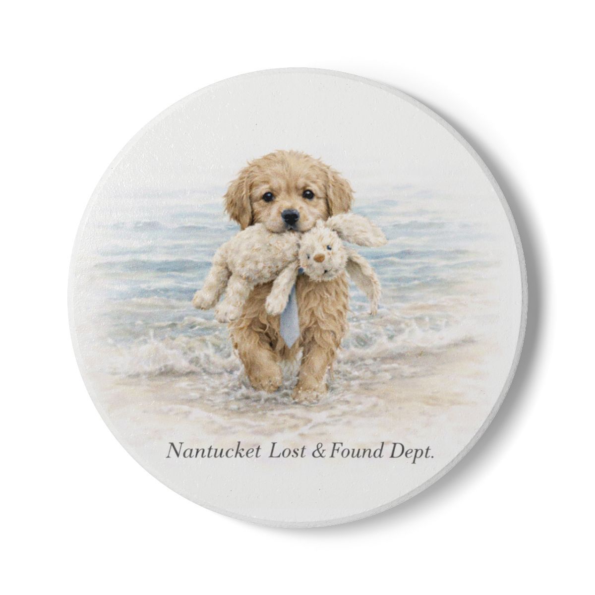 Nantucket Lost and Found Ceramic Coaster, Shapes: Round, Size: One size
