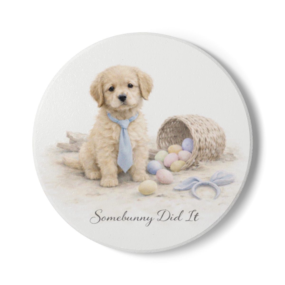 Somebunny  Ceramic Coaster, Shapes: Round, Size: One size