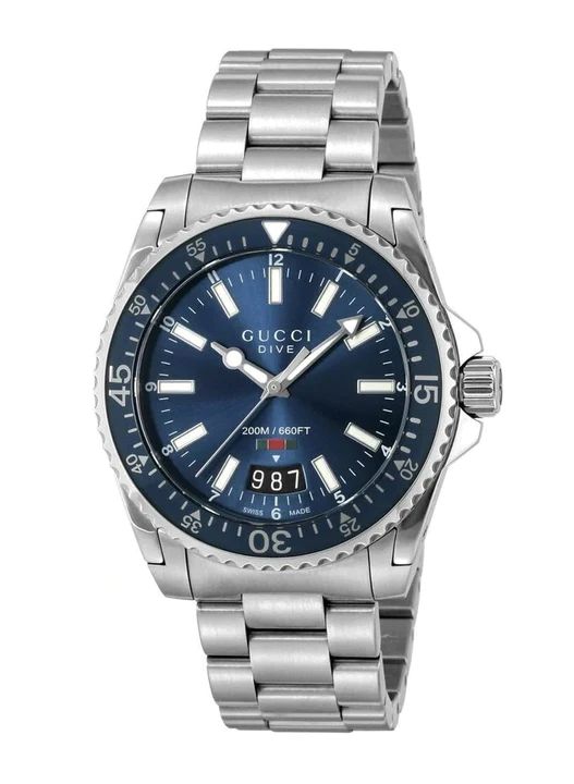 Gucci Dive Quartz Blue Dial Silver Steel Strap Watch For Men - YA136311
