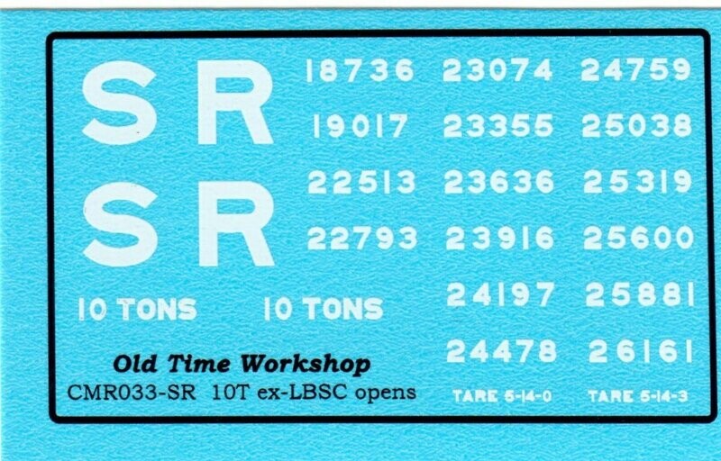 Transfers for the SR Version of Kit C33 ex-LBSC 10T Wagon