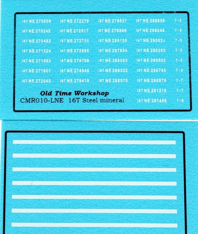 Transfers for LNER version of kit C10 16T Steel Mineral Wagon