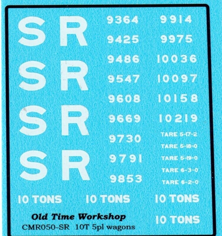 Transfers for the SR Version of Kit C50 10T 5-Plank Wagon