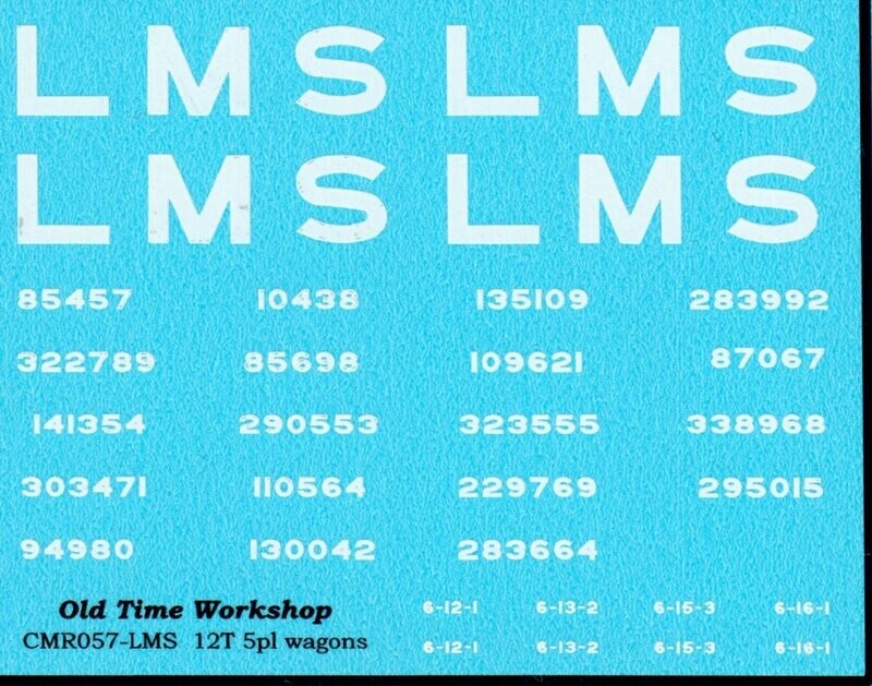 Transfers for the LMS Version of Kit C57 12T 5-Plank Wagon