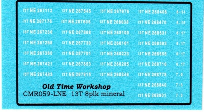 Transfers for LNER Version of Kit C59 13T 8-Plank Mineral Wagon