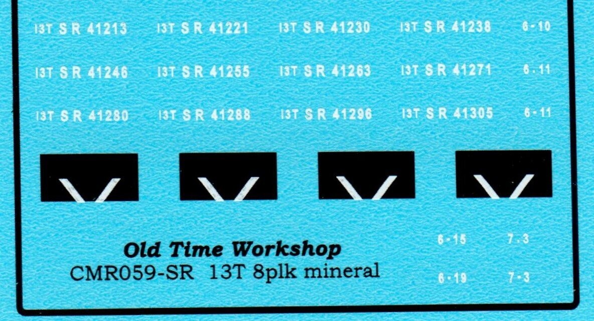 Transfers for the SR version of Kit C59 13T 8-Plank Mineral Wagon