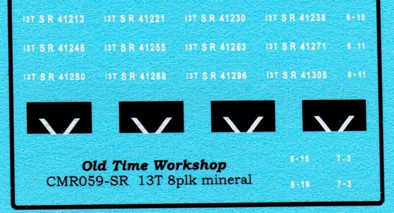 Transfers for the SR version of Kit C59 13T 8-Plank Mineral Wagon