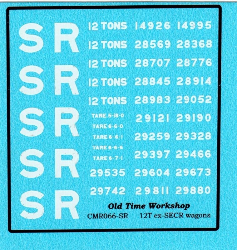 Transfers for SR version of Kit C66 Ex SECR 12T wagon