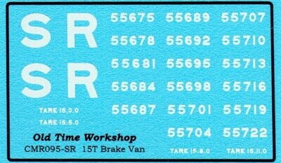 Transfers for SR version of Kit C95 15T Brake Van