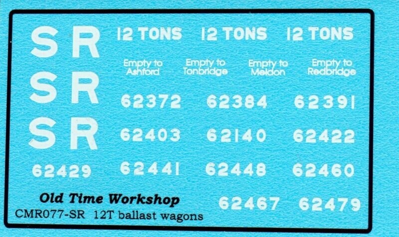 Transfers for SR version of Kit C77 12T ballast wagon
