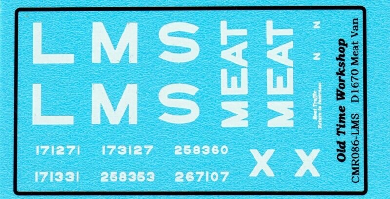 Transfers for LMS Version of Kit C86 LMS 6/8ton Meat Van (D1670)
