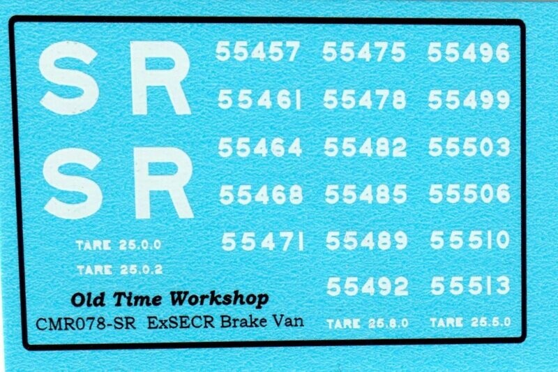 Transfers for SR version of Kit C78 SECR "Dancehall" Brake Van (D1560)