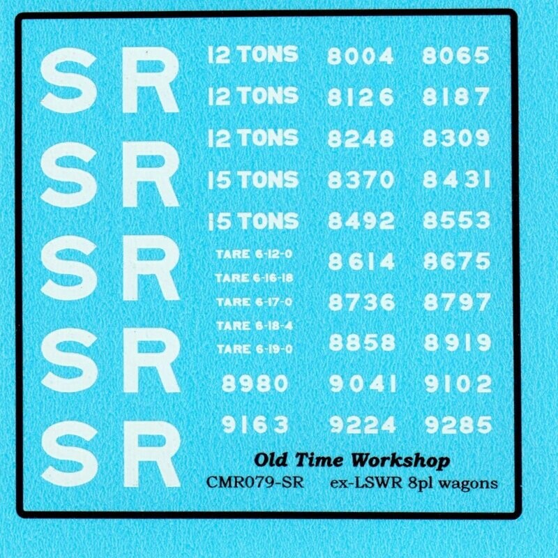 Transfers for SR version of Kit C79 ex-LSWR 12/15ton 8 plank Open Wagon (SR D1316)