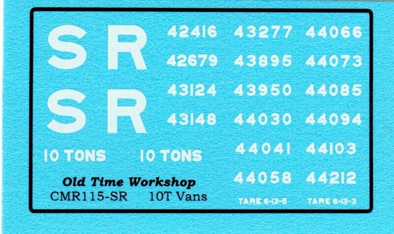 Transfers for SR version of Kit C115 ex-LSWR 10ton Van (SR D1410)