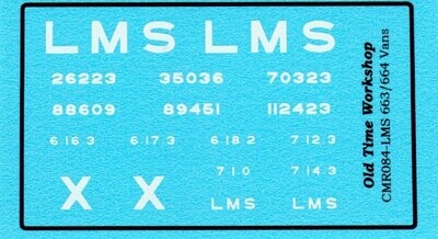 Transfers for LMS Version of Kit C84 ex-MR 10 Ton Wood Bodied Van (D664)