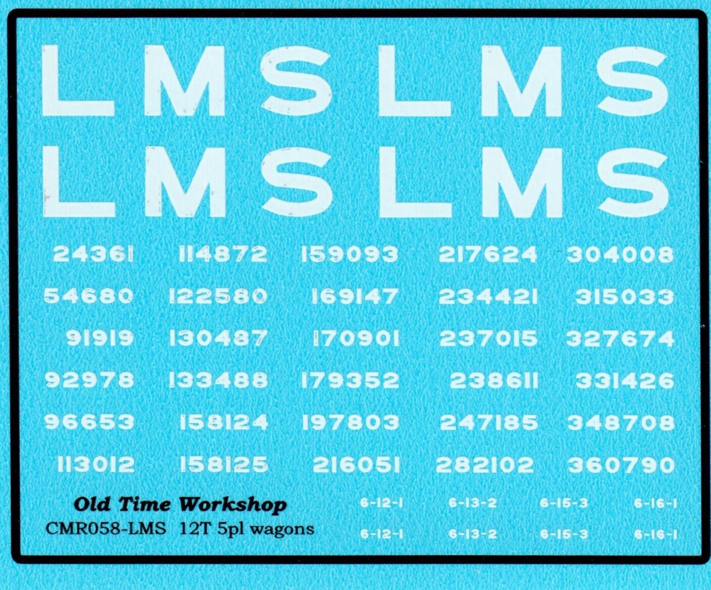 Transfers for the LMS Version of Kit C58 12ton High-sided Goods Wagon (D1666)
