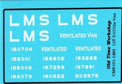 Transfers for LMS Version of Kit C101 LMS 12ton Van Kit (Ventilated, "Steel ends") (D1832A)