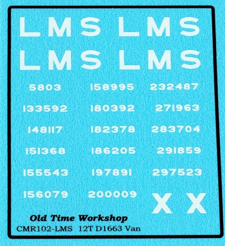 Transfers for LMS Version of Kit C102 LMS 12ton Van Kit (Unventilated, "Steel ends") (D1663)